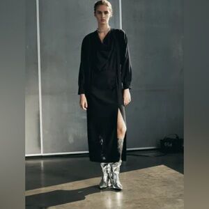 Zara black long sleeve maxi dress